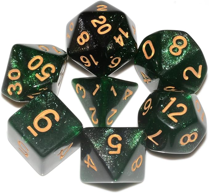 Black & Green Galaxy RPG Dice Set