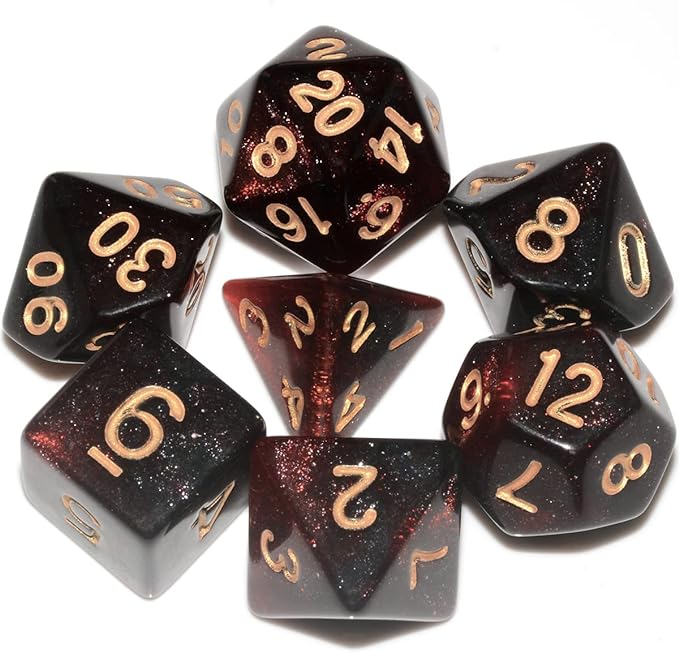 Black & Red Galaxy RPG Dice Set