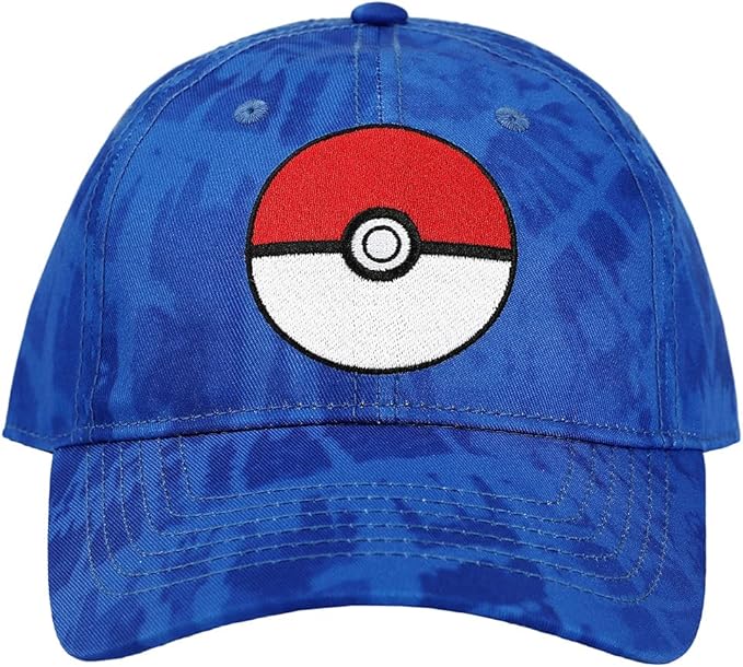 Bioworld Pokeball Embroidered Blue Cotton Baseball Hat - Adjustable