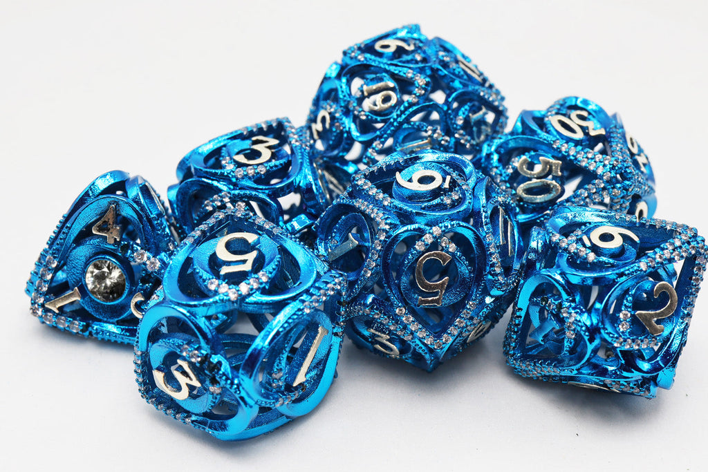 Hollow Hearts: Jeweled Blue -  Metal RPG Dice Set