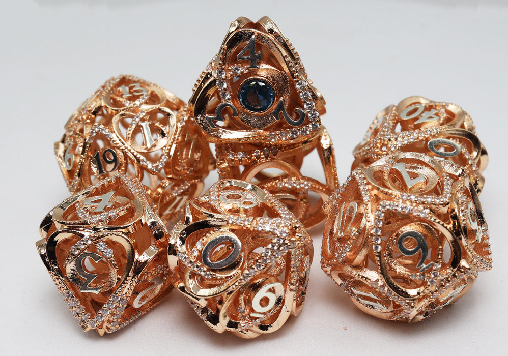 Hollow Hearts: Jeweled Copper - Metal RPG Dice Set