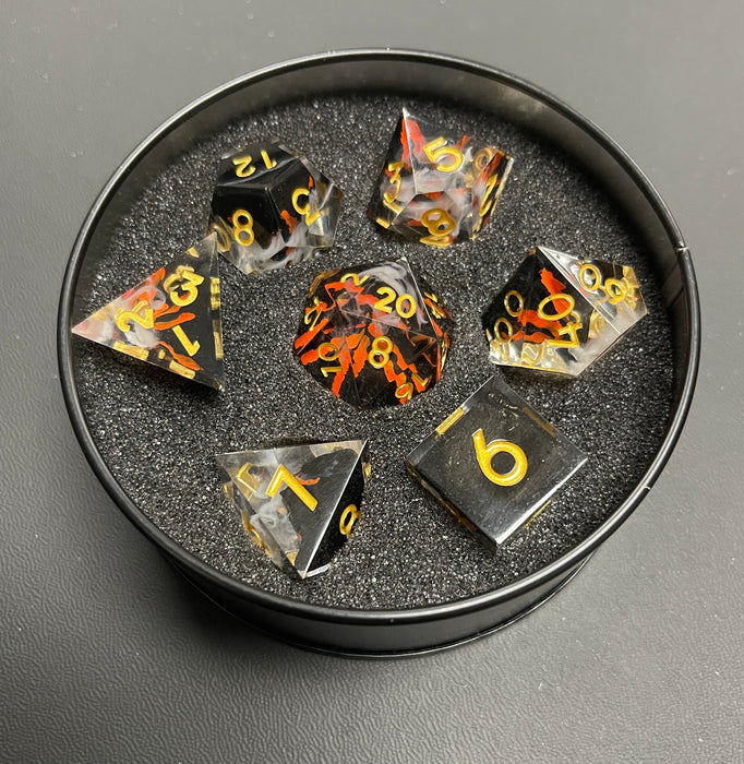 Erupting Volcano Acrylic Dice Set