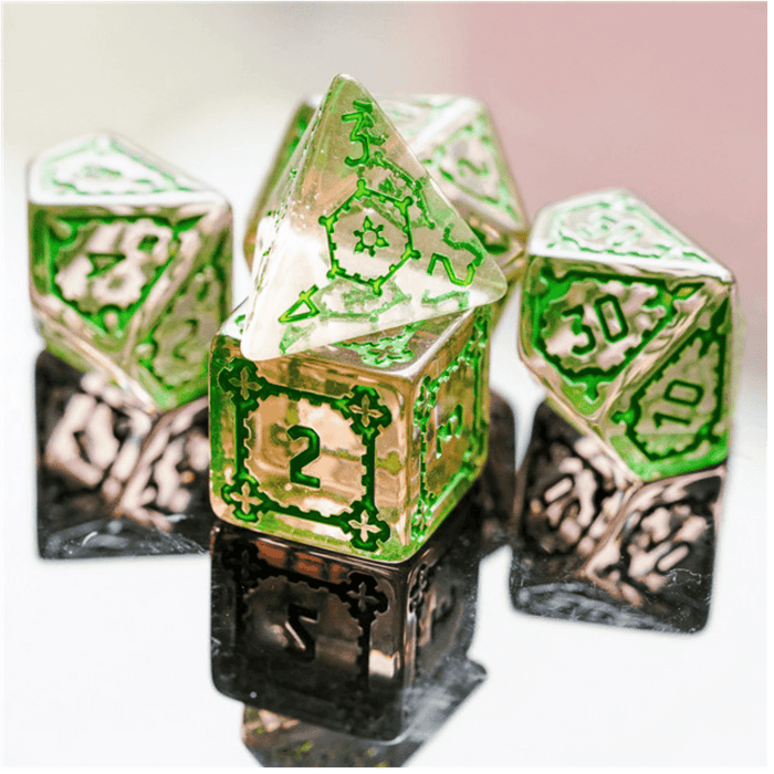 Huge Fluorite Castle Dice Set - 25mm