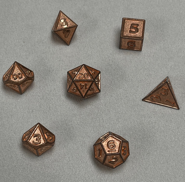 Mini 7-Set Metal Dice (Copper)