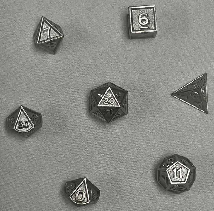 Mini 7-Set Metal Dice (Silver)