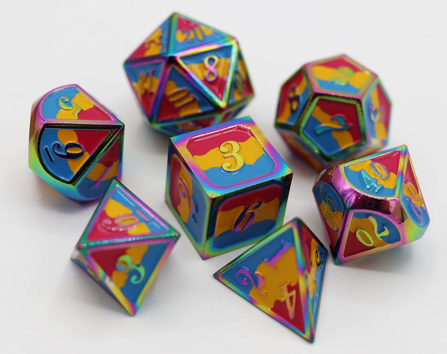 Pansexual Pride Flag - Metal RPG Dice Set