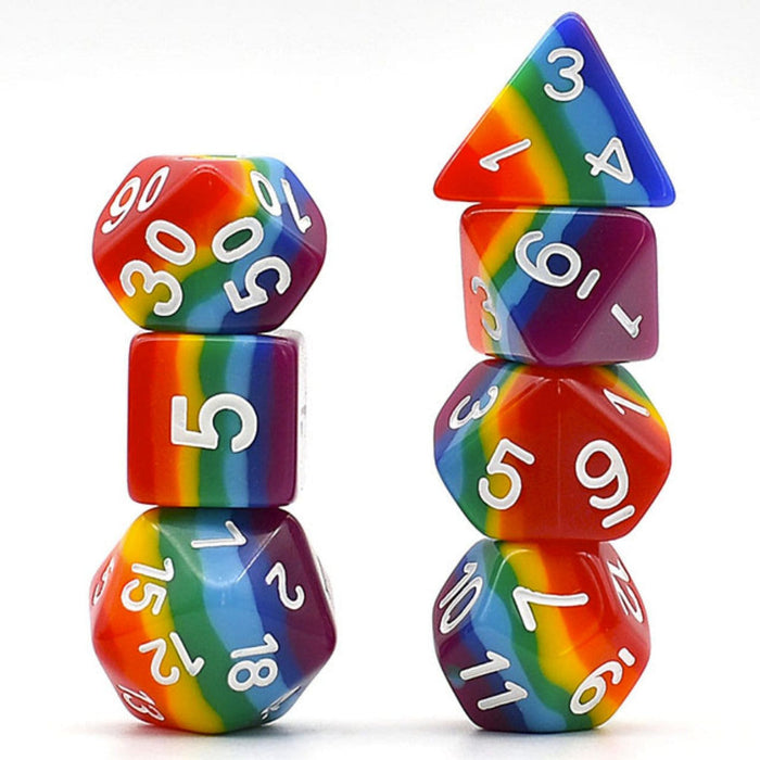 Opaque Rainbow Layer RPG Dice Set