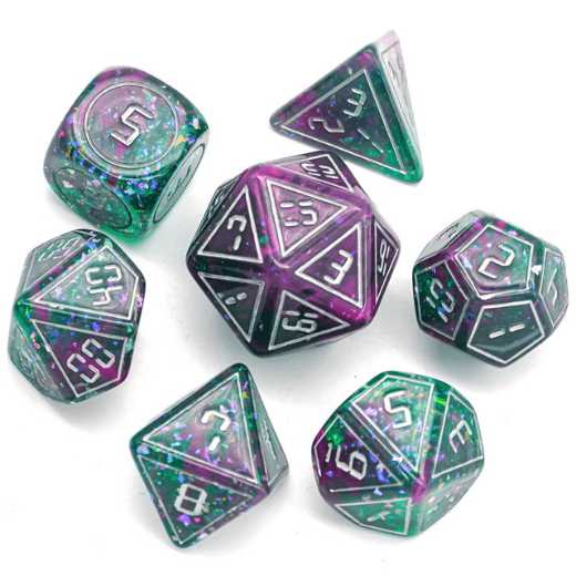 Cybernated Pink & Green RPG Dice Set - XLarge