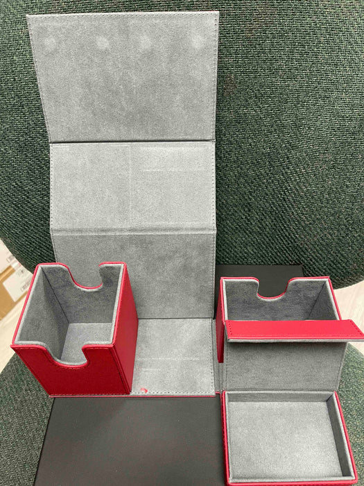 Three Drawer Fold Out TCG Deck Box (Red on Gray)