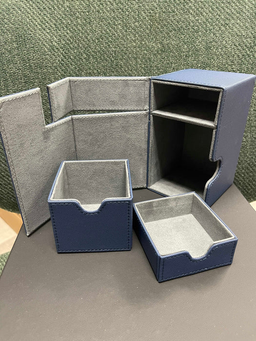 Two Drawer TCG Deck Box (Blue on Gray)