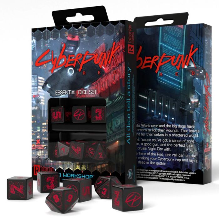 Cyberpunk Red Essential Dice Set Black with Red (6)