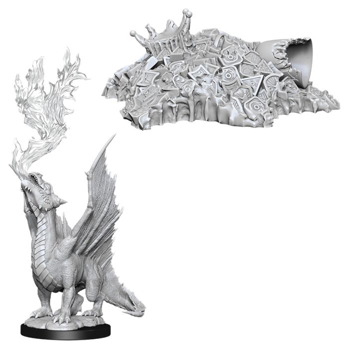 Nolzur's Marvelous Minis: Gold Dragon Wyrmling / Small Treasure Pile