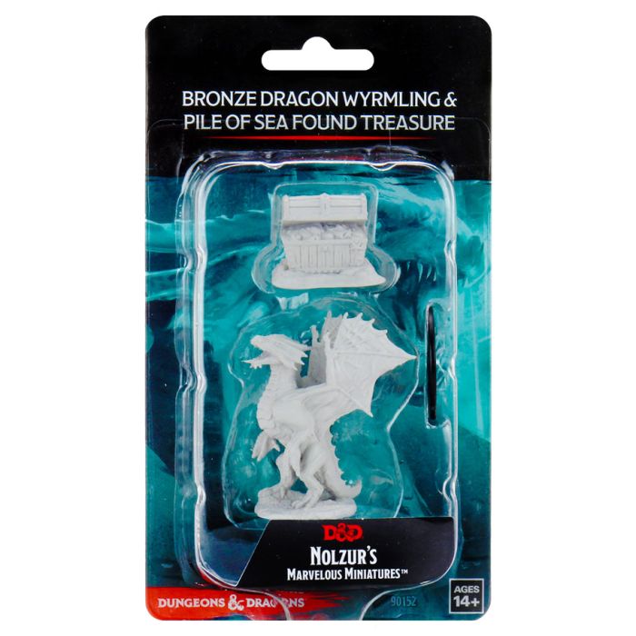 Nolzur's Marvelous Minis: Bronze Dragon Wyrmling / Pile of Sea found Treasure